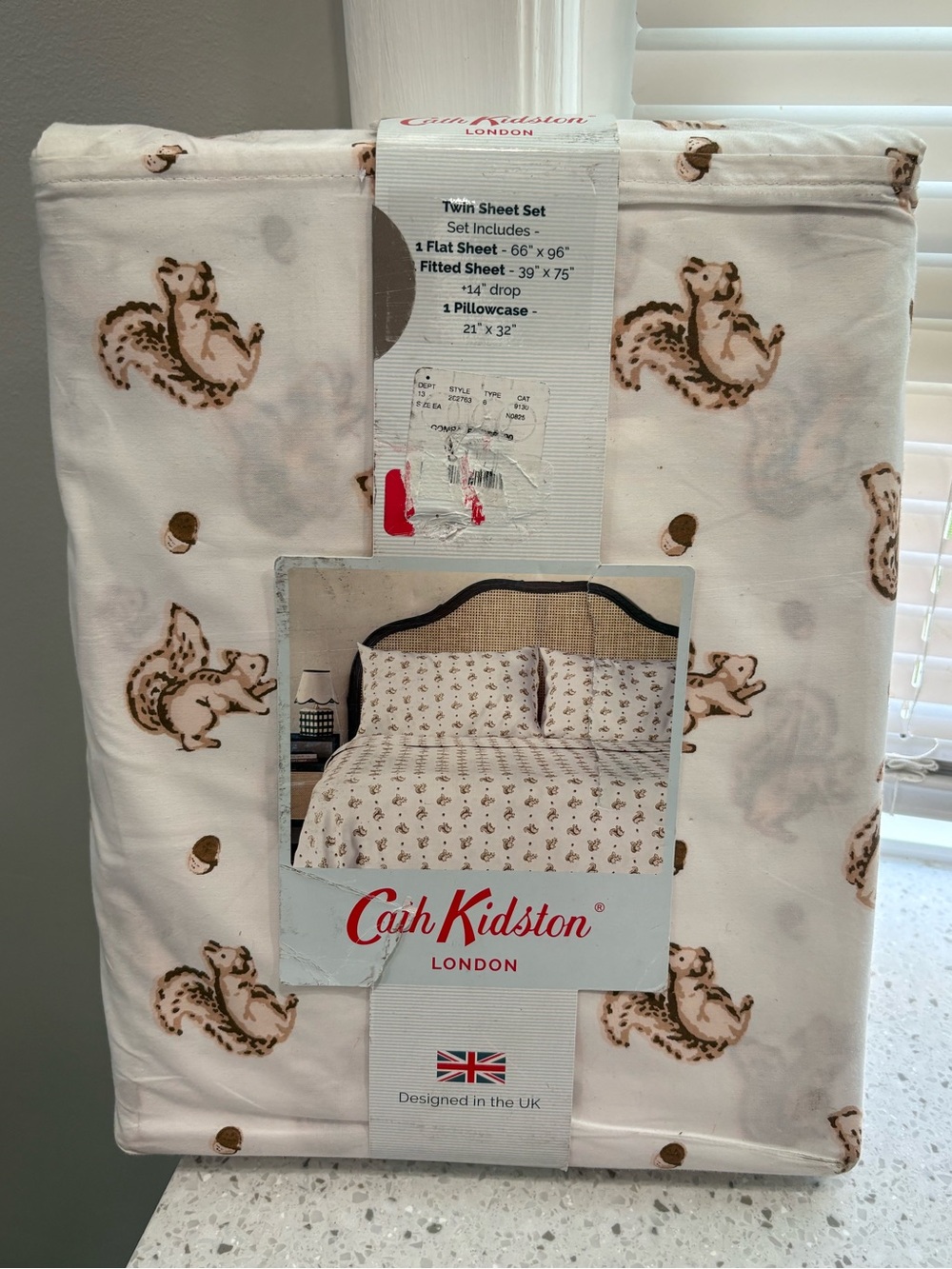 NEW Cath Kidston Cream Squirrel Print Twin Sheet Set- Rare pattern